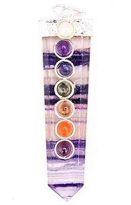 Multi Flourite 7 Chakra Pendant - 2"H