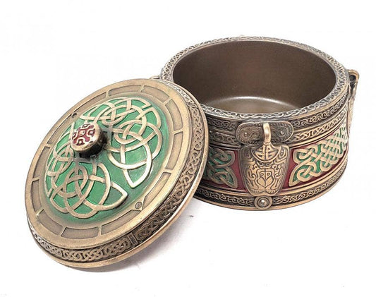 Celtic Pattern Round Trinket Box 3.75"L x 3.75" W x2.75"H