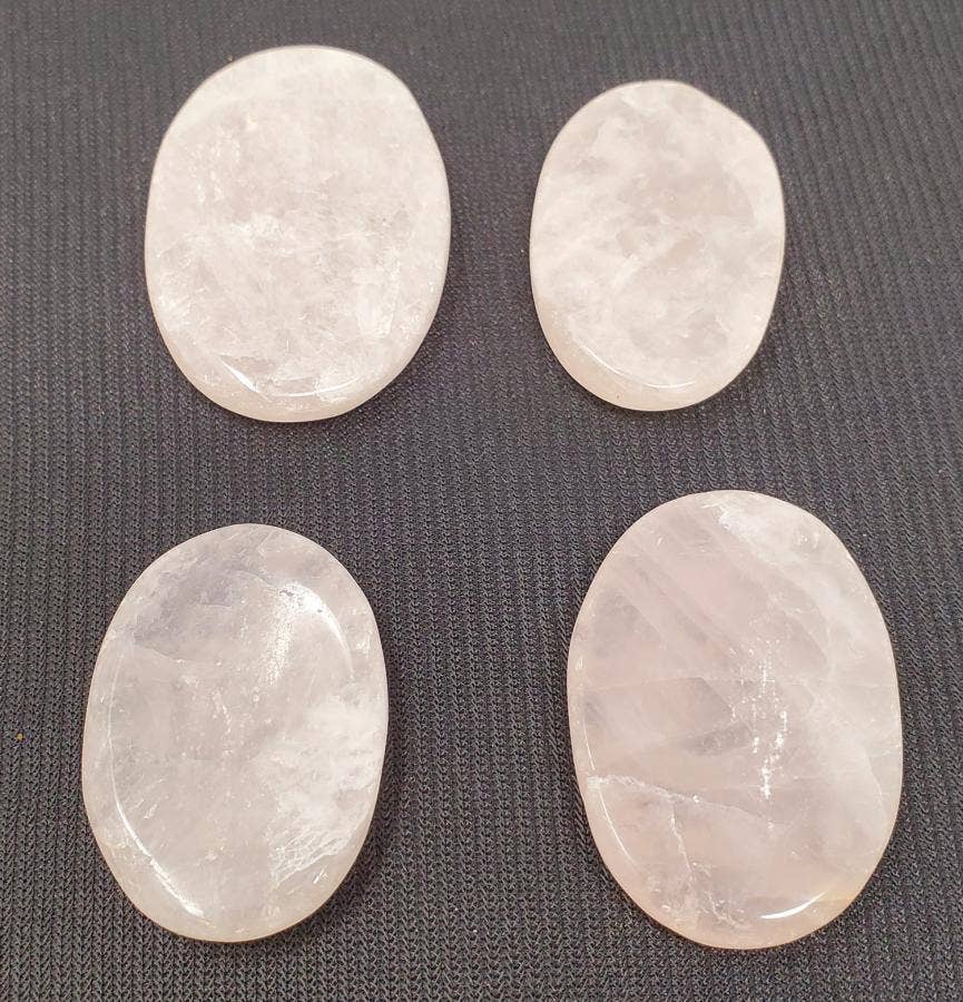 Worry Gemstone -Rose Quartz Oval Stones (4 Pack) 1-1.5"L