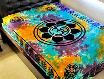 Lotus Om Symbol Tapestry (Tie Dye) - 72" x 108"