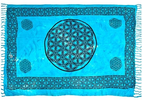 Flower of Life in Turquoise Scarves / Altar Cloth - 42" x 68