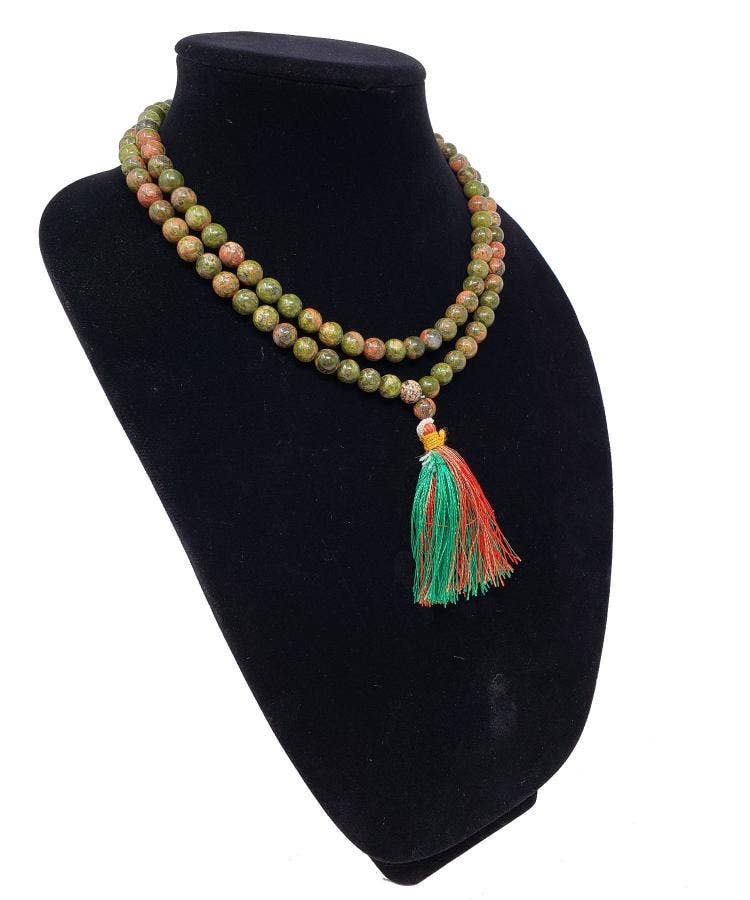 Unakite Gemstone Necklace/Prayer Mala (108 beads)