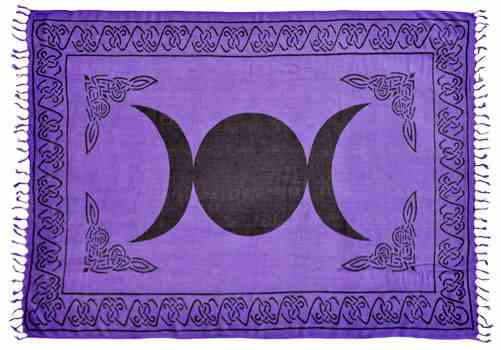 Triple Moon in Purple Scarve / Altar Cloth - 42" x 68"