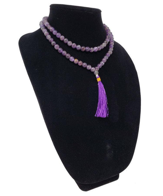 Amethyst Gemstone Necklace/Prayer Mala (108 beads)