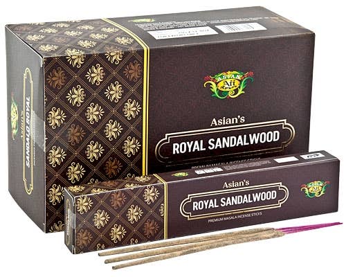 Royal Sandalwood Incense - 15 Sticks Pack (12 Packs Per Box)