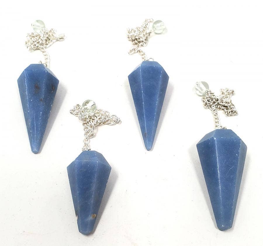 Angelite Gemstone Pendulum with Chain (4 PACK)