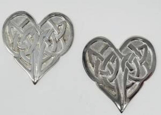 Celtic Heart Altar Tile Silver Plated over Solid Brass 3" 2P