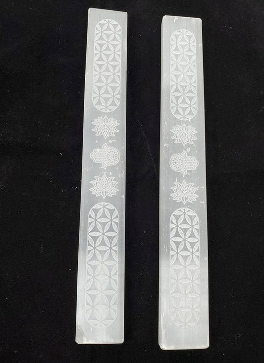 Selenite Hamsa Wand 6- 7" Long (Flat) - (2 pack)