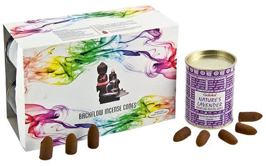 Goloka Lavender Backflow Incense Cones - 24 Cones Pack 6 P