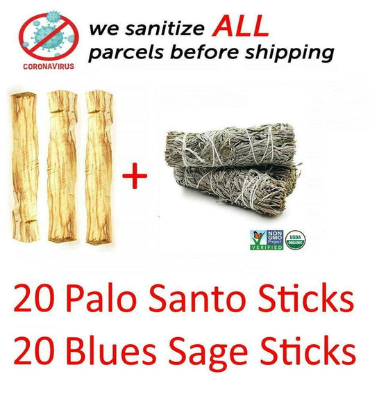 Blue Sage Cali Smudge 20 Sticks + 20 Palo Santo wood MADE IN USA