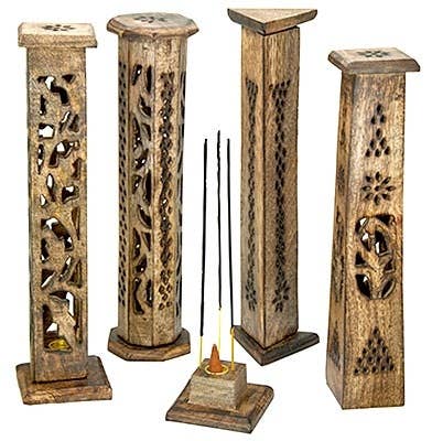 4 Pieces Assorted Wooden Tower Sticks/Cone Burner - 12"H