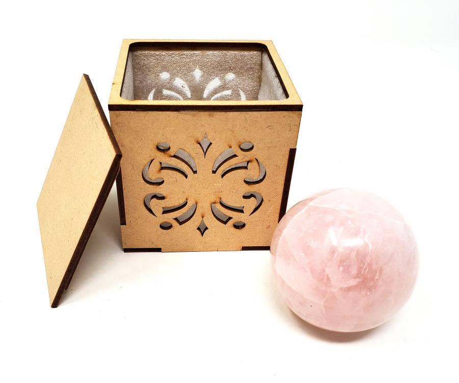 40-55mm ROSE QUARTZ Gemstone Sphere with wooden Box