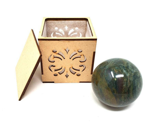 40-55mm BLOODSTONE Gemstone Sphere with wooden Box