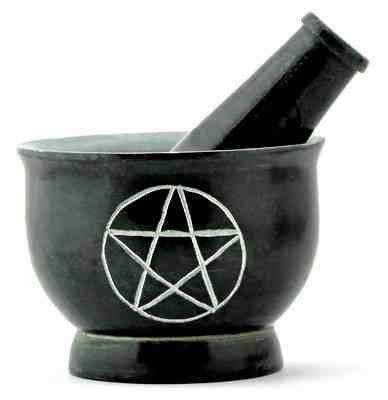 3-Pentacle Soapstone Mortar & Pestle - 3"H, 4"D SBR519