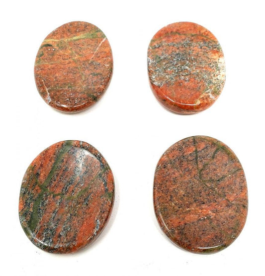 Worry Gemstone - Unakite Oval Stones (4 Pack) 1-1.5"L