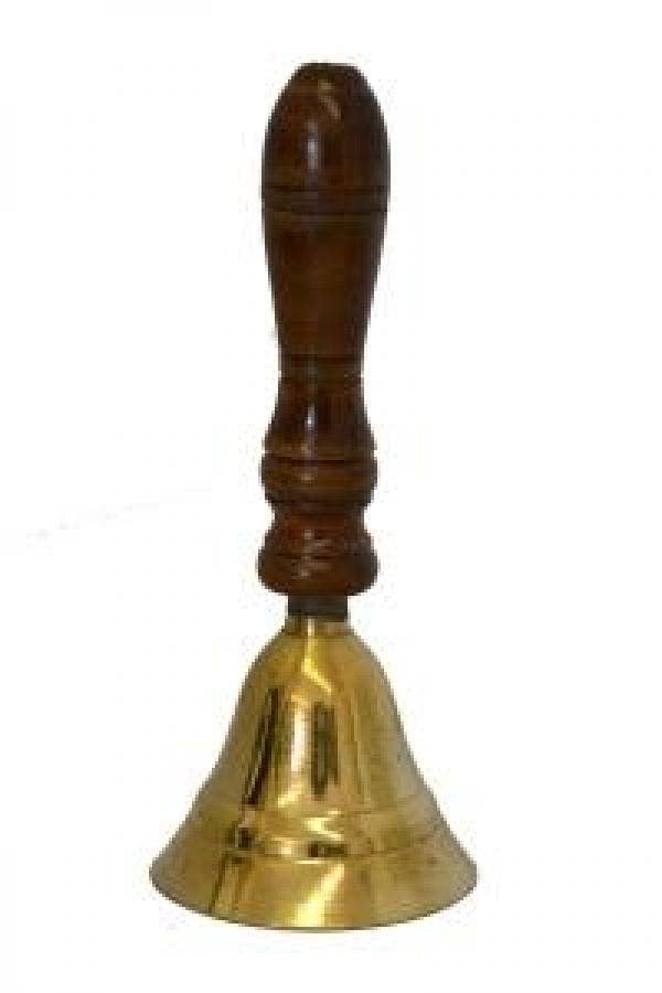 Brass Bell with Wooden Handle (5.5'')