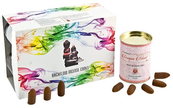 Goloka Dragons Blood Backflow Incense Cones - 24 Cones Pack