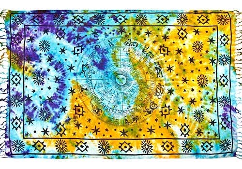 Zodiac in Tie Dye Scarve / Altar Cloth - 42" x 68"