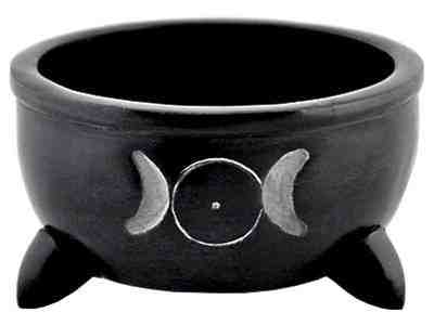 Triple Moon Soapstone Charcoal Burner - 4"D, 2.25"H