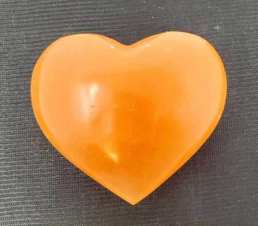 Orange Selenite Heart 2.5" - 3.5" Wide (7-8 CM)