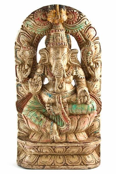 Lord Ganesh Wooden Statue Antique - 18"H_15