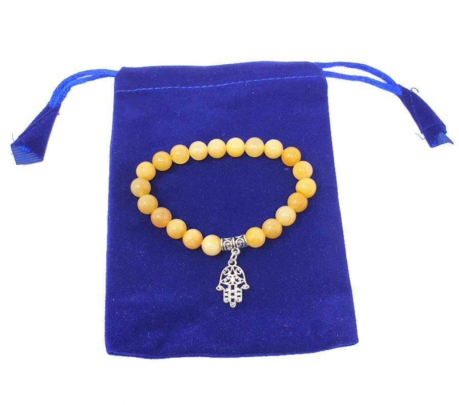 Yellow Aventurine Gem Stone Bracelet with Hamsa Hand Charm