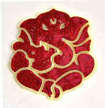 Red Ganesh Embossed Sticker - 1.5"H (8 Per Pack)