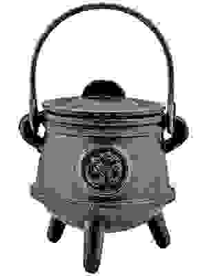 Om Symbol Cast Iron Cauldron with Lid - 4.5"H, 3"D  CAL05