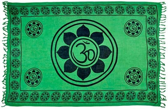 Lotus Om Symbol in Green Scarve / Altar Cloth - 42" x 68"