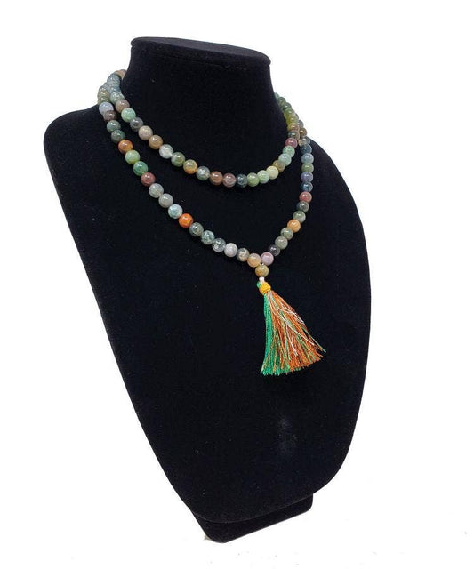 Indian Agate Gemstone Necklace/Prayer Mala (108 beads)