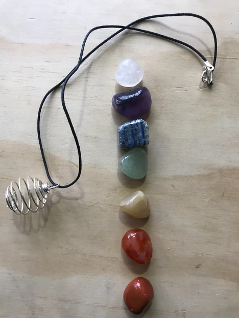 7 Chakra Gemstone Necklace Set w/ Velvet Bag