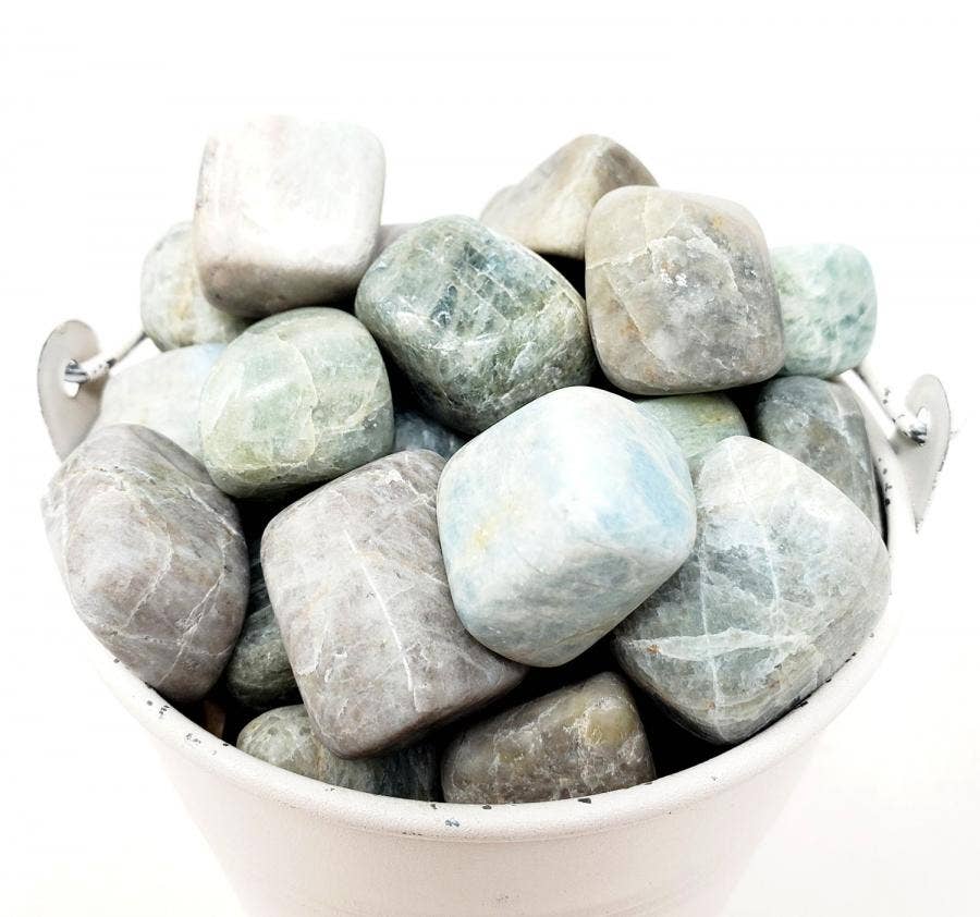 Aquamarine Tumbled Stone 1 Lb (Genuine Polished Gemstone)