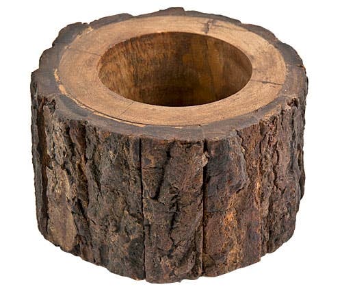 Wooden Bowl with Natural Bark - 4.5"D, 3"H