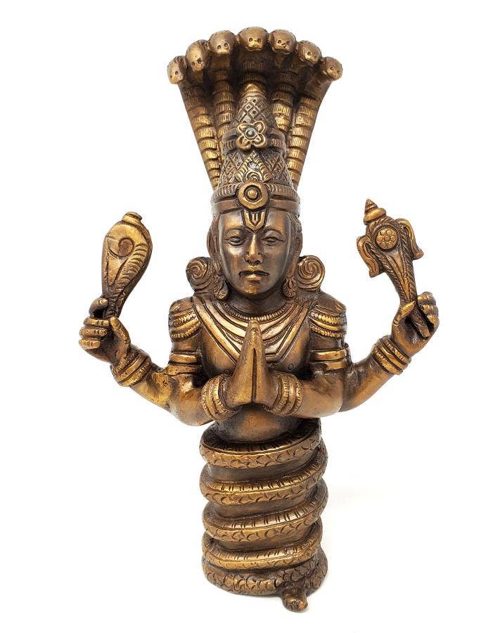 Patanjali "God of Yoga" Brass Statue 9.5" H x 6" W