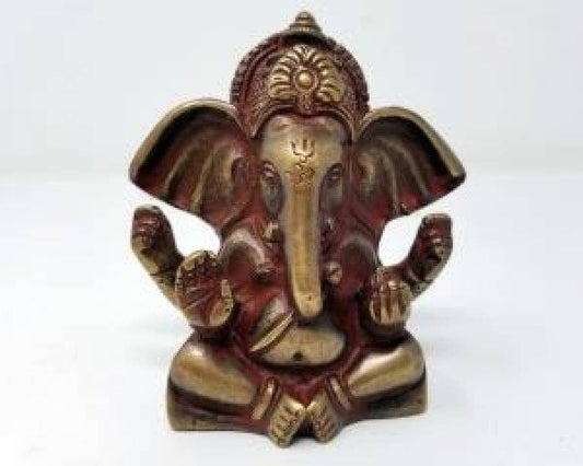 Brass Ganesh Antique finish 3.5"H