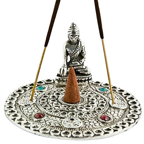 2 Pieces Lord Buddha Incense Stick/Cone Burner - 4"D, 2"H