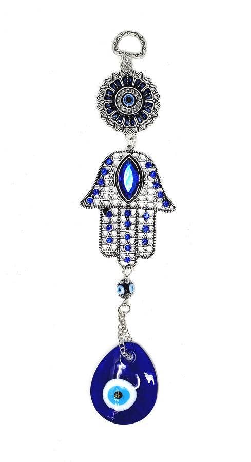 Hamsa Hand Mandala Evil Eye Hanging 9.5"L x 2.25"D