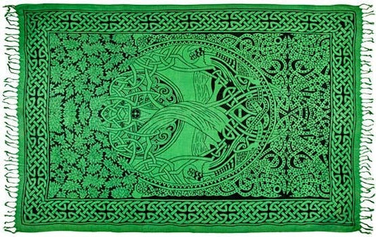 Tree of Life Symbol in Green Scarve/Altar Cloth - 42" x 68"