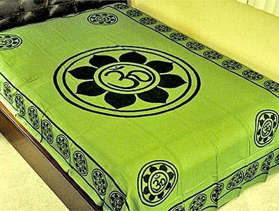 Lotus Om Symbol Tapestry (Green) - 72" x 108"