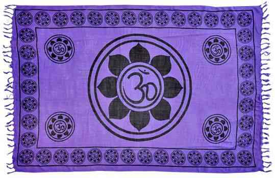 Lotus Om Symbol in Purple Scarve / Altar Cloth Cloth - 42" x