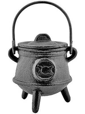 Triple Moon Cast Iron Cauldron with Lid - 4.5"H, 3"D CAL08