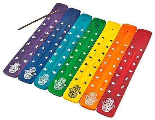 7 Pieces Chakra Hamsa Hand Incense Stick Burner Set - 10"L