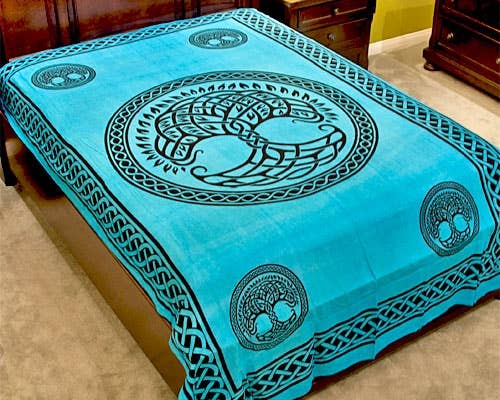 The Tree of Life Tapestry (Turquoise) - 72" x 108"