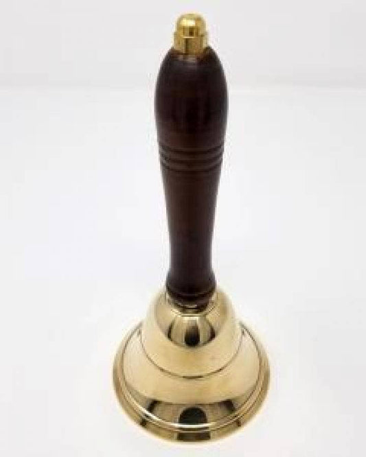 Brass Bell with Wooden Handle (8'' Tall)