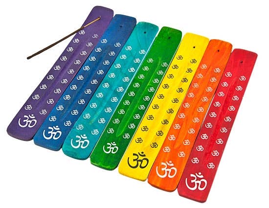 7 Pieces Chakra Om Symbol Incense Stick Burner Set - 10"L