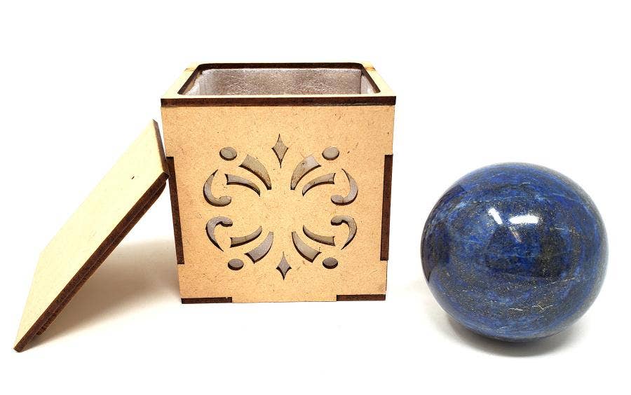 40-55mm LAPIS LAZULI Gemstone Sphere with wooden Box