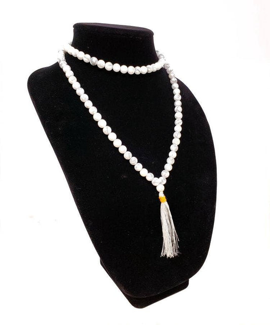 Howlite Gemstone Necklace/Prayer Mala (108 beads)