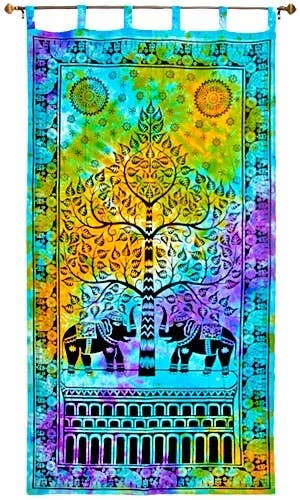 Elephant Tree of Life Curtain (Tie Dye) - 44"x88"