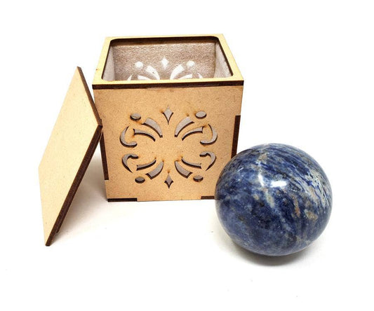 40-55mm SODALITE Gemstone Sphere with wooden Box