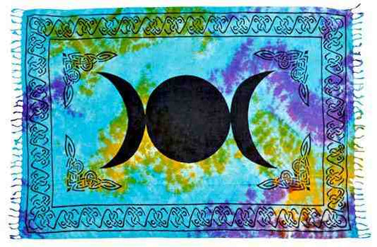 Triple Moon in Tie Dye Scarve / Altar Cloth - 42" x 68"